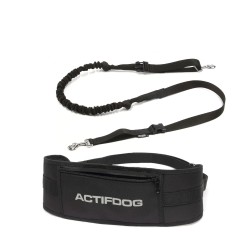 KIT LOISIR Mains Libres indispensable pour vous et votre chien:  - Ceinture+Laisse amortisseur Noir: promenade, jogging