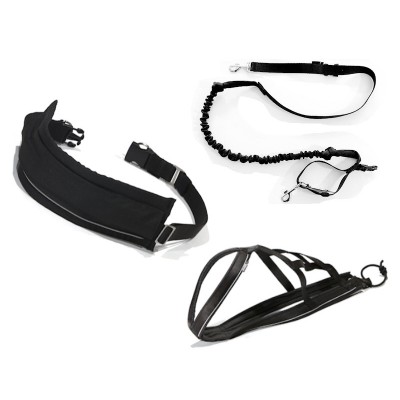 Kit Ceinture + Laisse amortisseur 2m + Harnais X-back pour chien: jogging, courir, promenade